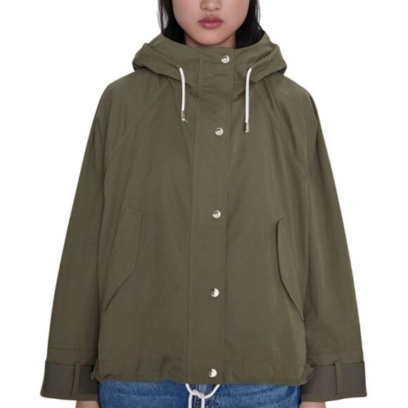 New Zara Oversized Hooded Water Repellent Parka Green Size Medium - Picture 1 of 12